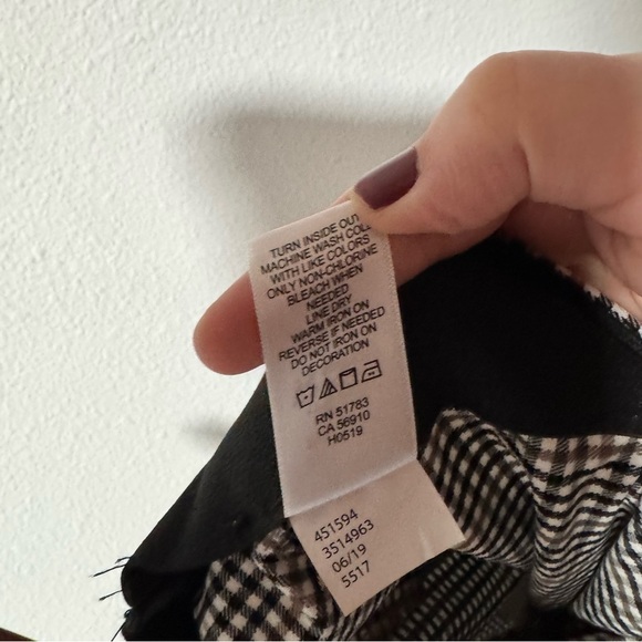 Plaid Pull On Creased Pants Medium Short Crop Checker Bengaline Tan/Brown Black - Picture 6 of 8